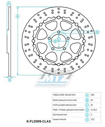 Kotou brzdov plovovouc (320/61/5D) - kulat design - Kawasaki ZXR750 / 93-95+ZX7R Ninja / 96-03+ZX7RR Ninja / 96-03+ZX9R Ninja / 94-97+ZX9R Ninja / 02-03+ZZR1100 / 93-99+ZX12RNinja1200 / 00-03+ZZR1200 / 02-05+VN1500 / 02-03+VN1600 / 04-07