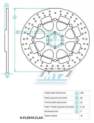 Kotou brzdov (300/64/6D) - kulat design - Cagiva Freecia + Ducati + Indian + Moto Guzzi + Moto Morini + Victory + Yamaha TZ+XJR+FZR+FZS Fazer+TDM+TRX