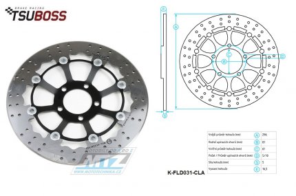 Kotou brzdov plovovouc nerezov (296/61/5D) kulat desing - Kawasaki ZX9R Ninja / 98-99