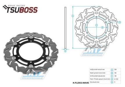 Kotou brzdov plovouc (320/132/6D) zubat desing - Yamaha YZF-R7+XVS950 Midnight Star + FJR1300