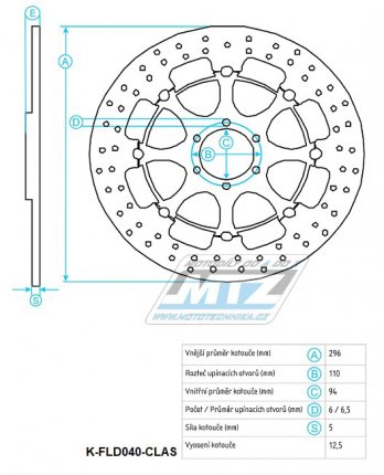 Kotou brzdov plovovouc (296/94/6D) kulat desing - Honda CBR600F / 01-07+CBR600F Sport+CB900F Hornet / 02-06+VTX1800C / 01-08