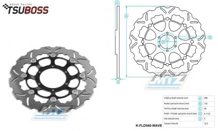 Kotou brzdov plovovouc nerezov (296/94/6D) zubat desing - Honda CBR600F / 01-07+CBR600F Sport+CB900F Hornet / 02-06+VTX1800C / 01-08