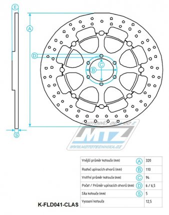 Kotou brzdov plovovouc nerezov (320/94/6D) kulat desing - Honda CBR1000RR Fireblade / 06-07 + VTR1000SP1 / 00-01+VTR1000SP2 / 02-04