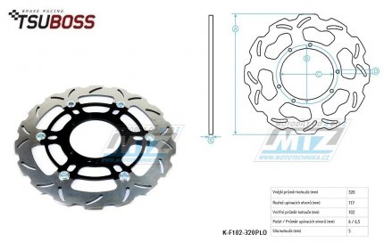 Kotou brzdov PLOVOUC nerezov - zubat desing Wave (vnj prmr - 320) Honda CR125+CR250+CR500 + CRF250R+CRF250RX+CRF250X+CRF450R+CRF450RX+CRF450X