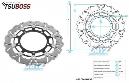 Kotou brzdov plovovouc nerezov (300/132/5D) zubat desing - Yamaha MT03 320+YZFR3+FZ6 Fazer+XJ6 Diversion + YZF R6+MT03+MT09+XSR900