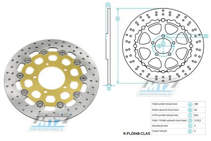 Kotou brzdov plovovouc (280/80,5/5D) kulat desing - Kawasaki ZX636 / 03-04 + ZX600RR Ninja