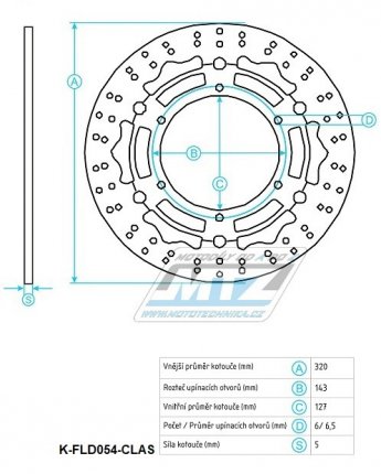 Kotou brzdov plovovouc nerezov (320/127/6D) kulat desing - KTM 690 Supermoto / 07-09 + 690 SMC / 08-13 + 660SMC / 03-08 + KTM 450SMR+525SMR+530SMR+560SMR + 620SC+625SMC + 640 Duke