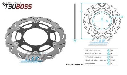 Kotou brzdov plovovouc nerezov (320/127/6D) zubat desing - KTM 690 Supermoto / 07-09 + 690 SMC / 08-13 + 660SMC / 03-08 + KTM 450SMR+525SMR+530SMR+560SMR + + 640 LC4 + 620SC+625SMC+660SMC + 640 Duke+620 Duke