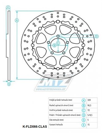 Kotou brzdov plovovouc (320/72/5D) kulat desing - Ducati 749+821Hypermotard+848+899Panigale + 959Panigale+999Biposto+999 + 1000Monster+1100Monster+1200Monster