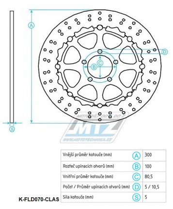 Kotou brzdov plovovouc nerezov (300/80,5/5D) kulat desing - Kawasaki ZX6R Ninja+ER6F+ER6N+Versys650+Z750+Z750R + Versys1000+ Z1000+ZX-10R