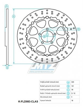 Kotou brzdov plovovouc nerezov (320/78/5D) kulat desing - Triumph 1050SpeedTriple+1050Tiger / 07-16