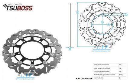 Kotou brzdov plovovouc nerezov (310/121/5D) zubat desing - Suzuki GSR600+DL650 V-Strom+GSF650+GSR750+GSXS750 + DL1000 V-Strom+GSF1200 Bandit+GSF1250 + GSX1300 B-King+GSX-R1300 Hayabusa+VZR1800M Intruder / 06-17