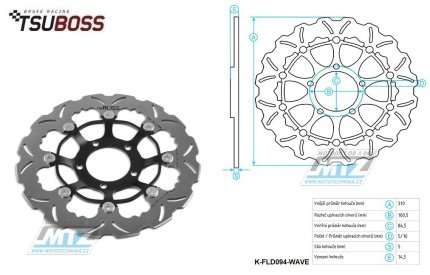 Kotou brzdov plovovouc (310/84,5/5D) zubat desing - Triumph Daytona600 / 03-04 + SpeedFour / 02-05+TT600 / 00-03 + Daytona675 / 06-13+Street triple675 / 08-12