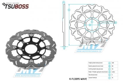 Kotou brzdov plovovouc nerezov (330/72/5D) zubat desing - Ducati 848Evo Corse+1000Desmosedici+1000Panigale+1098 + 1100Streetfighter+1100Panigale + 1198+1200Monster+1299Panigale