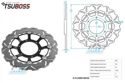 Kotou brzdov plovovouc (296/94/6) zubat desing - Honda CB600F Hornet + CBR600F / 11-13