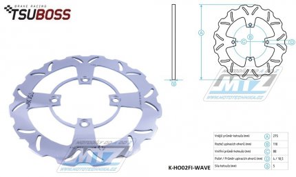 Kotou brzdov (275/88/4D) zubat desing WAVE - Honda XL125V Varadero / 01-13