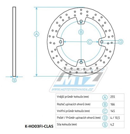 Kotou brzdov (256/144/4D) - Honda NX650 Dominator / 88-00 + XL650V Transalp / 00-07+XL700V Transalp + XR650L+CB450S