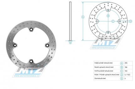 Kotou brzdov (256/144/4D) - Honda NX650 Dominator / 88-00 + XL650V Transalp / 00-07+XL700V Transalp + XR650L+CB450S