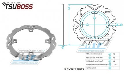 Kotou brzdov (256/144/4D) zubat desing WAVE - Honda NX650 Dominator / 88-00 + XL650V Transalp / 00-07+XL700V Transalp + XR650L+CB450S