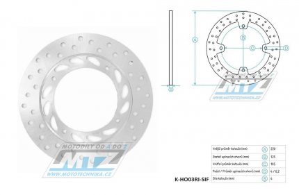 Kotou brzdov (220/105/4D) - Honda FMX650 / 05-08 + FX650 Vigor / 99-03+NX650 Dominator / 92-02 + SLR650 / 96-99 + XL250S / 88-91