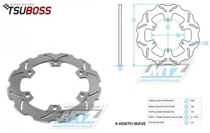 Kotou brzdov (240/115/6D) - zubat desing WAVE - Honda CA125 Rebel / 95-00+CB125F / 15-17+CBF125 / 09-12+VT125C Shadow / 99-08+CBX250 / 84-98+CMX250C Rebel / 96-00