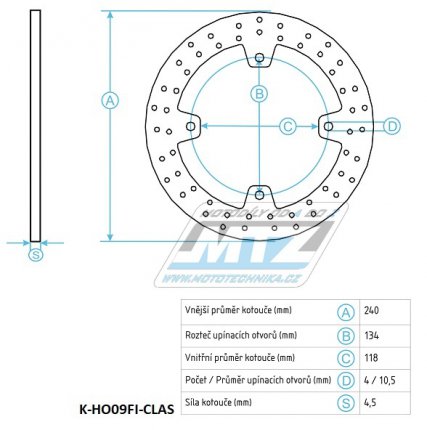 Kotou brzdov (240/118/4D) - Honda CRF230F+CRF230L + MTX+CR+XLR + XR250+XR300+XR400 + XL600R+XR600R