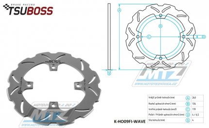 Kotou brzdov (240/118/4D) - zubat desing WAVE - Honda CRF230F+CRF230L + MTX+CR+XLR + XR250+XR300+XR400 + XL600R+XR600R