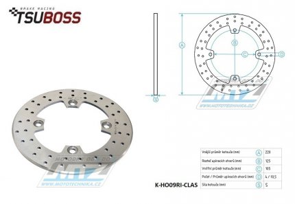 Kotou brzdov (220/105/4D) - kulat desing CLASSIC - Honda CBR125+CBR250 + CBR600+CBR900+CBR1000 + VTR250+VTR1000 + CB250F+CB400+CB600F Hornet+CRF250+XR650L+NSS250+FES250+TRX400 + Triumph 600+650+675+955 Daytona+600 Speed Four+675+900+955+1050 Speed