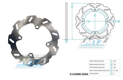 Kotou brzdov (220/105/4D) - zubat desing WAVE - Honda CBR125+CBR250 + CBR600+CBR900+CBR1000 + VTR250+VTR1000 + CB250F+CB400+CB600F Hornet+CRF250+XR650L+NSS250+FES250+TRX400 + Triumph 600+650+675+955 Daytona+600 Speed Four+675+900+955+1050 Speed Tr