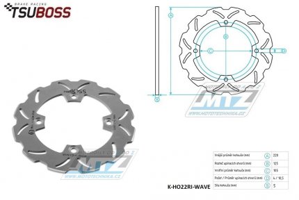 Kotou brzdov (220/105/4D) - Honda CBR125+CBR250+CBR600+CBR900 + CBR1000 Fireblade + VTR250+VTR1000 + CB250F+CB400+CB600F Hornet + CRF250L+XR650L+Pantheon 125+NSS250+FES250 + TRX400 + Triumph 600+650+675+955 Daytona+600SpeedFour + 675+900+955+1050Sp