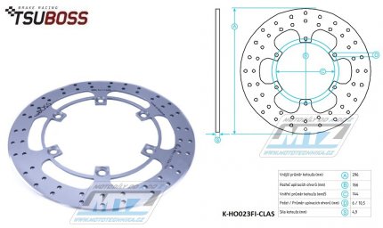 Kotou brzdov (296/144/6D) - Honda CB500R+CBF500 + CB750F Seven Fifty / 92-03 + CBF600N+CBF600S + CBR1000F / 87-00 + NT650+NT700+ ST1100+VFR750F + VT750C Shadow+VT750DC Black Widow + Cagiva 500+600+900 Canyon+900 Grand Canyon+1000 Navigator