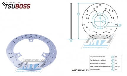 Kotou brzdov (220/105/3D) - Honda X8RS50 / 98-04+X8RX50 / 98-04