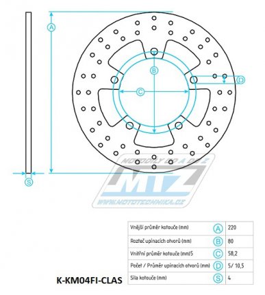 Kotou brzdov (220/58/5D) - Kymco 50BetWin / 01-06+50Dink / 03-10+50Vitality / 04-09+125Dink+125GrandDink / 01-07+125MovieXL+150Dink+150Movie150GrandDink / 01-07+200GrandDink / 01-06+250BetWin / 00-06