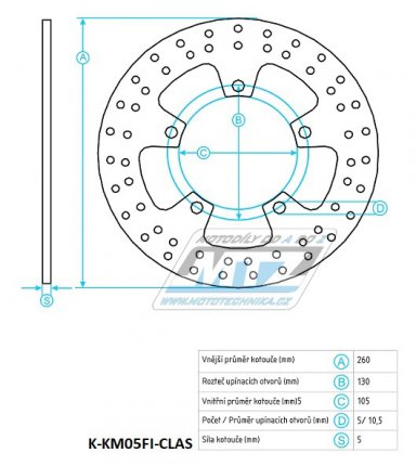 Kotou brzdov (260/105/5D) - Kymco Xciting250 / 04-08+Xciting300 / 09-11+Xciting500 / 04-09+Xciting500R / 07-11