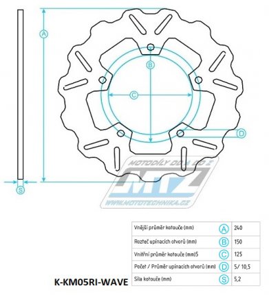 Kotou brzdov (240/125/5D) - Kymco Xciting250 / 04-08+Xciting300 / 09-11+Xciting500 / 04-09+Xciting500R / 07-11