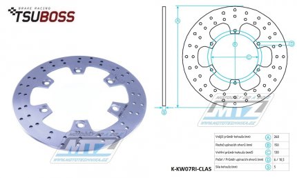 Kotou brzdov (260/130/6D) - Kawasaki EL250 Eliminator /  87-96+EL250F / 96-03+ZX400 / 85-87+GPZ400 Uni trak / 85 +GPZ750 / 83-85+GPZ1000 / 86-89