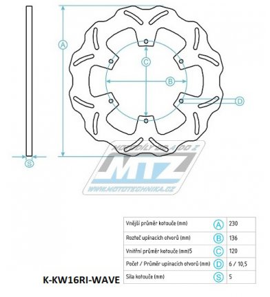 Kotou brzdov (230/120/6D) - Kawasaki KLE500 / 91-07+KLR650 / 87-07