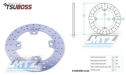 Kotou brzdov (220/100/4D) - Kawasaki ZX6R Ninja / 98-16+ZX6RR Ninja / 03-05+ZX6R Ninja / 02-06+ER6F / 06-15+ER6N / 06-15+Versys 650 / 07-14+Z750 / 04-06+Z750S / 05-06+ZX9R Ninja / 98-03+Z1000+ZX10R / 04-10