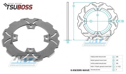 Kotou brzdov (220/100/4D) - Kawasaki ZX6R Ninja / 98-16+ZX6RR Ninja / 03-05+ZX6R Ninja / 02-06+ER6F / 06-15+ER6N / 06-15+Versys 650 / 07-14+Z750 / 04-06+Z750S / 05-06+ZX9R Ninja / 98-03+Z1000+ZX10R / 04-10