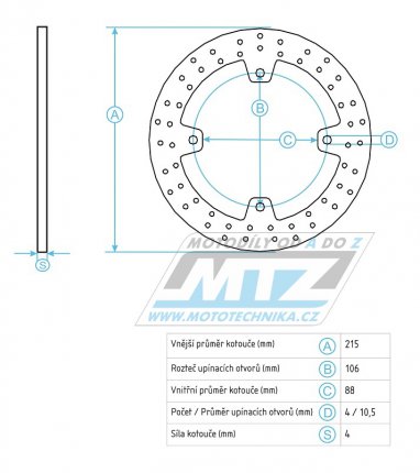 Kotou brzdov MTZ nerezov (215/88/4D) - kulat desing