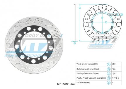 Kotou brzdov (280/130/9D) - kulat design - KLE250+KL650Tengai / 89-92 + KLR650 / 95-04