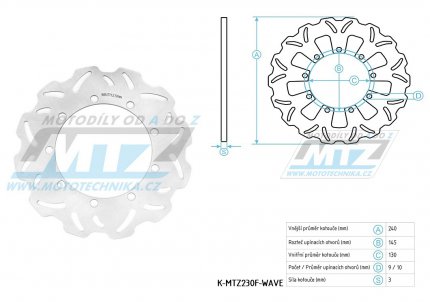 Kotou brzdov (240/130/9D) - zubat design Wave - Kawasaki KMX200 / 89-92 + KLR250 / 84-00