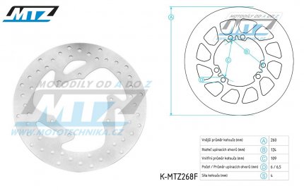 Kotou brzdov (260/109/6D) - kulat design - Yamaha XT125X / 05-09 + Derbi DRD50+Lobito50+Senda50R+Senda50SM+X-Race + MBK X-limit50 + Peugeot XP6 Supermotard