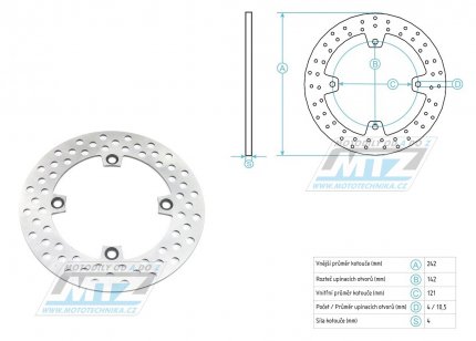 Kotou brzdov MTZ nerezov - Suzuki TS125R+TS200R / 89-10 + DR600 / 85-89