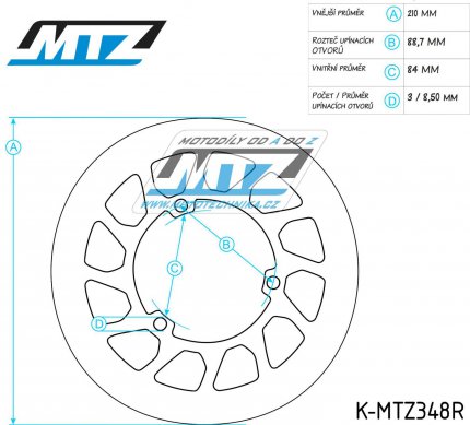 Kotou brzdov  (210/84/3D) - kulat design - Yamaha TZR125 / 90-92+TZR150+SDR200+XT225 / 89-06 + FZR250+FZX250+R1-Z250+SRX250+TZR250 + FX400+FZR400+SZR660+FZR750