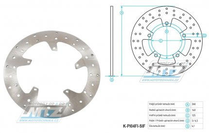 Kotou brzdov (260/125/5D) - Gilera Nexus125-500  + Piaggio Beverly125-500+Carnaby125-300+X125EVO+X250EVO+X7125-300+X8125-250+X9180-500