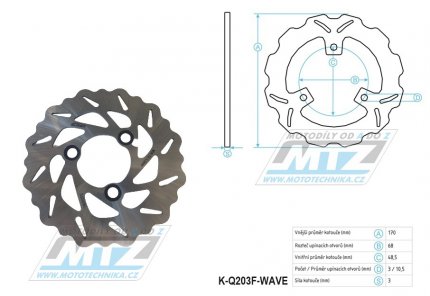 Kotou brzdov MTZ nerezov - zubat desing Wave - Kawasaki KFX400 / 03-06 + Suzuki LT230 + LT250 + LTZ400 Quad Sport / 02-14