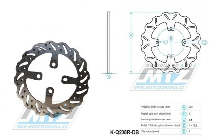 Kotou brzdov MTZ nerezov - zubat desing Wave - Yamaha YFZ450 / 06-14 + YFZ450R / 09-22 + YFM700R Raptor / 06-24