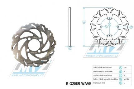 Kotou brzdov MTZ nerezov - zubat desing Wave - Yamaha YFZ450 / 06-14 + YFZ450R / 09-22 + YFM700R Raptor / 06-24