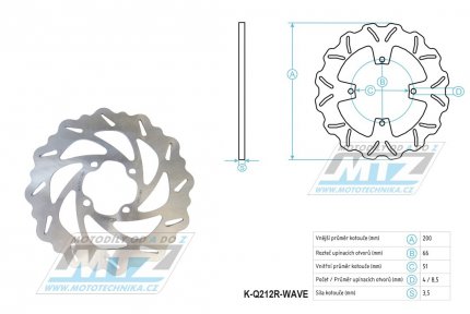 Kotou brzdov MTZ nerezov - zubat desing Wave - YFM125 Raptor+YFM250 Raptor + YFM350 Raptor + YFZ450 / 04-05